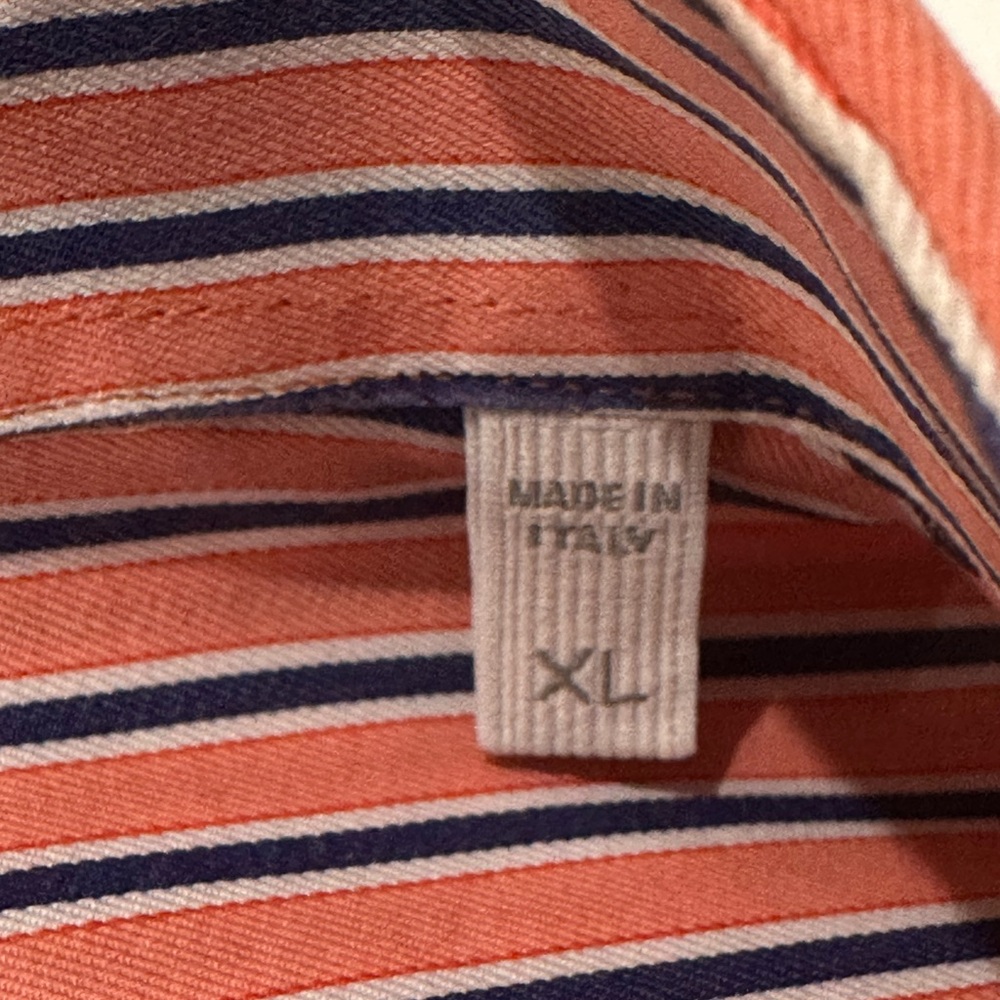 Ermenegildo Zegna Mens Shirt Notch Hem Melon Blue  Striped Button Down Poplin XL - Picture 7 of 9